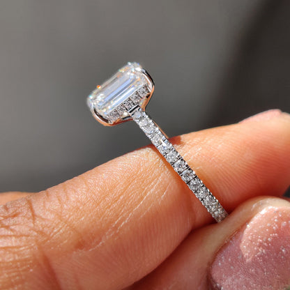 Cushion Hidden Halo Lab Grown Diamond Engagement Ring