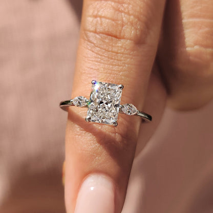Radiant Three Stones Lab Grown Diamond Engagement Ring