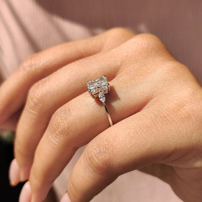 Radiant Three Stones Lab Grown Diamond Engagement Ring