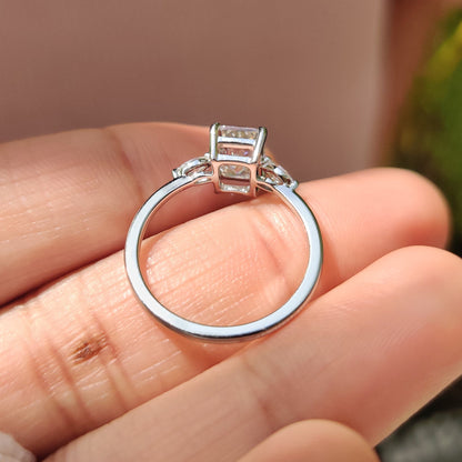 Radiant Three Stones Lab Grown Diamond Engagement Ring