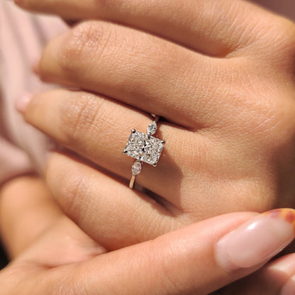 Radiant Three Stones Lab Grown Diamond Engagement Ring