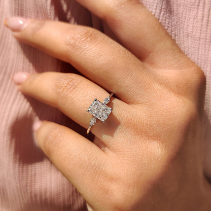 Radiant Three Stones Lab Grown Diamond Engagement Ring