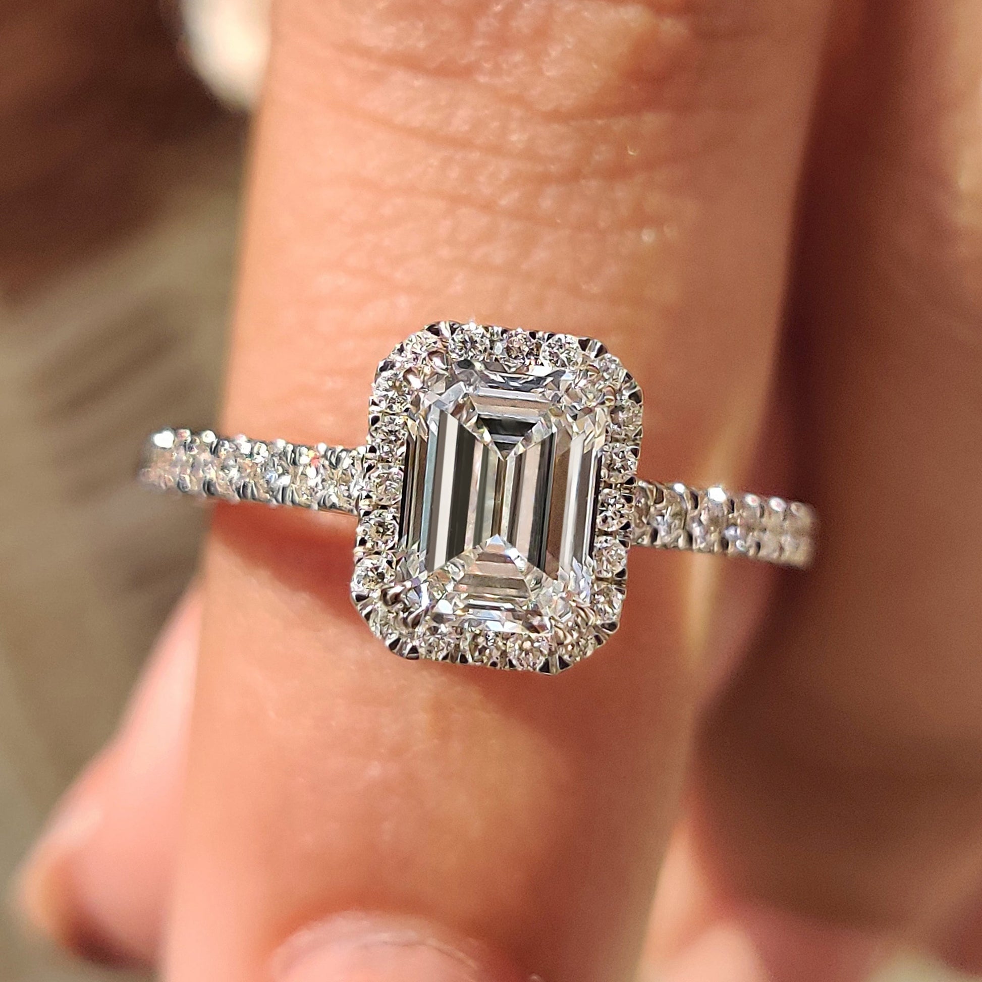 Cushion Hidden Halo Lab Grown Diamond Engagement Ring