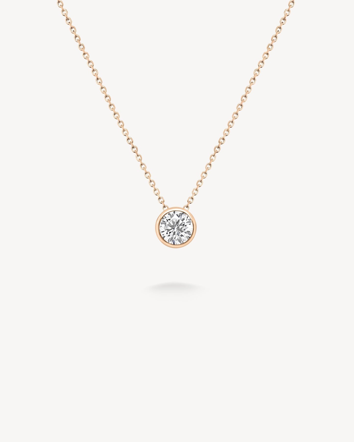 1.0 CT Round Bezel Solitaire Lab Grown Diamond Necklace