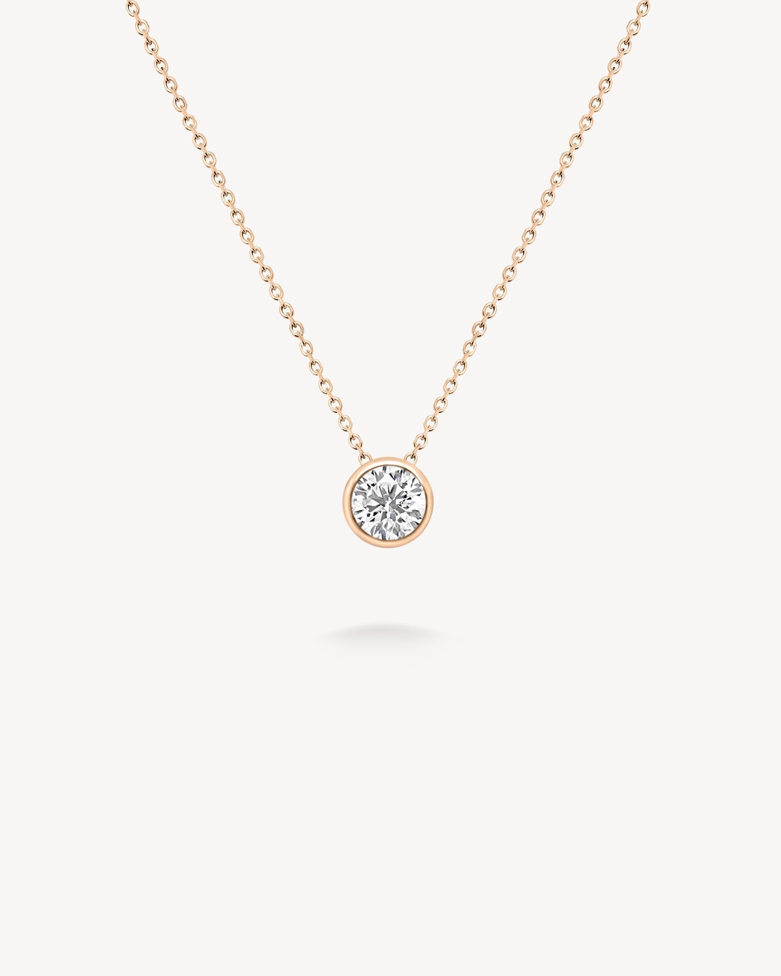 1.0 CT Round Bezel Solitaire Lab Grown Diamond Necklace