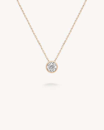 1.0 CT Round Bezel Solitaire Lab Grown Diamond Necklace