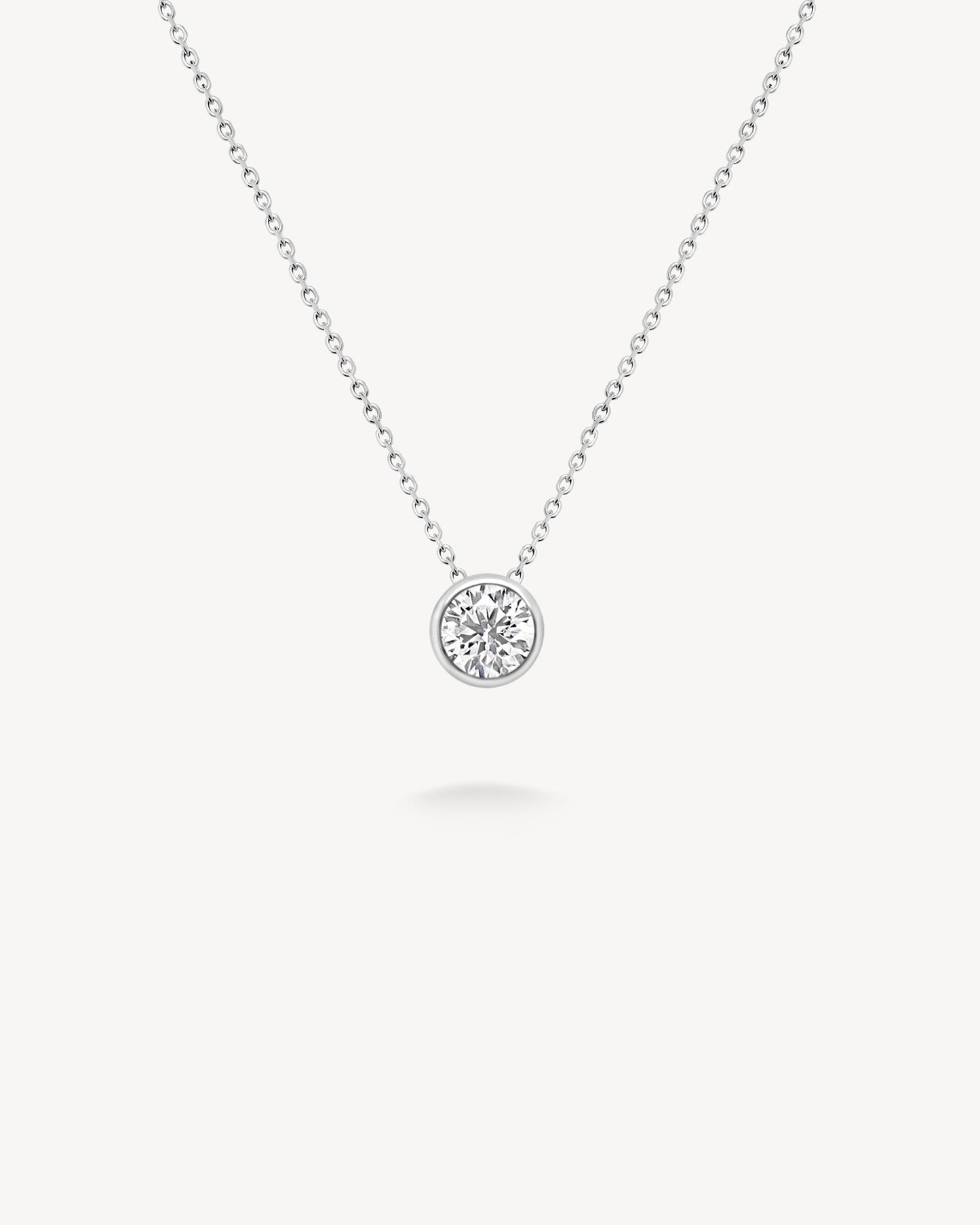 1.0 CT Round Bezel Solitaire Lab Grown Diamond Necklace