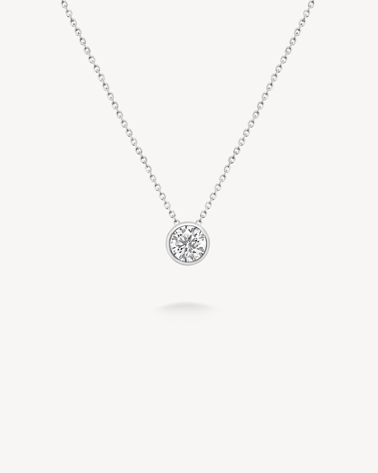 1.0 CT Round Bezel Solitaire Lab Grown Diamond Necklace
