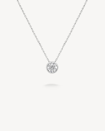 1.0 CT Round Bezel Solitaire Lab Grown Diamond Necklace