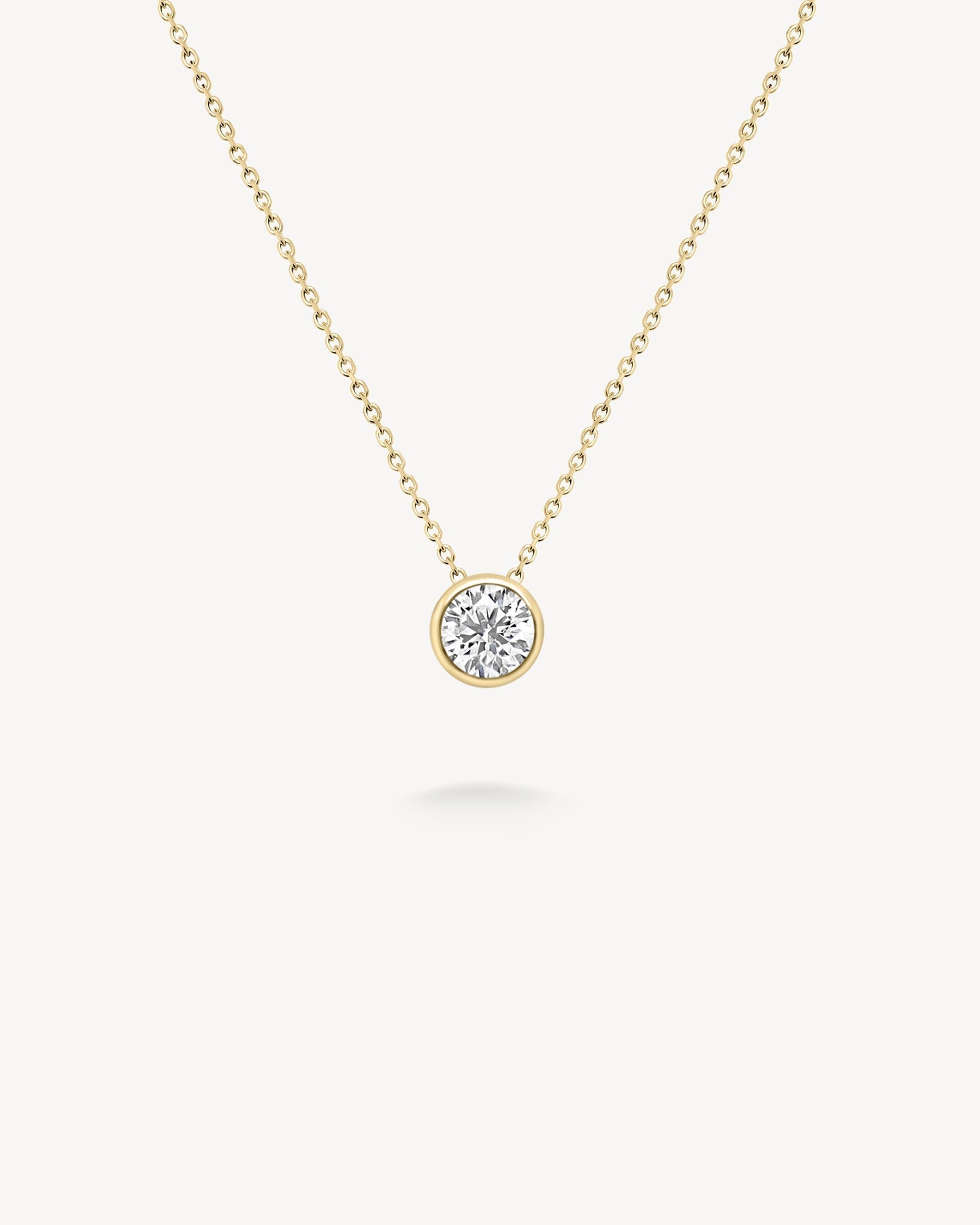 1.0 CT Round Bezel Solitaire Lab Grown Diamond Necklace