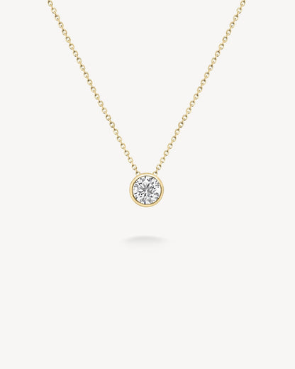 1.0 CT Round Bezel Solitaire Lab Grown Diamond Necklace