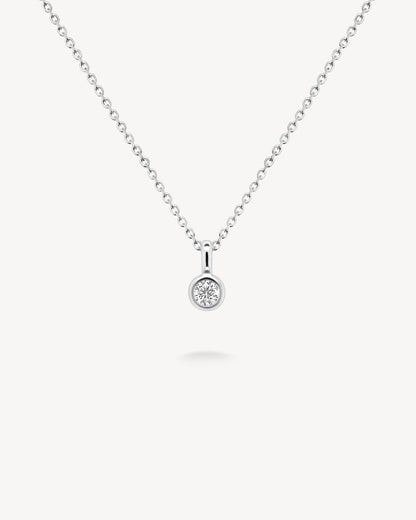 1.0 CT Round Bezel Solitaire Lab Grown Diamond Necklace