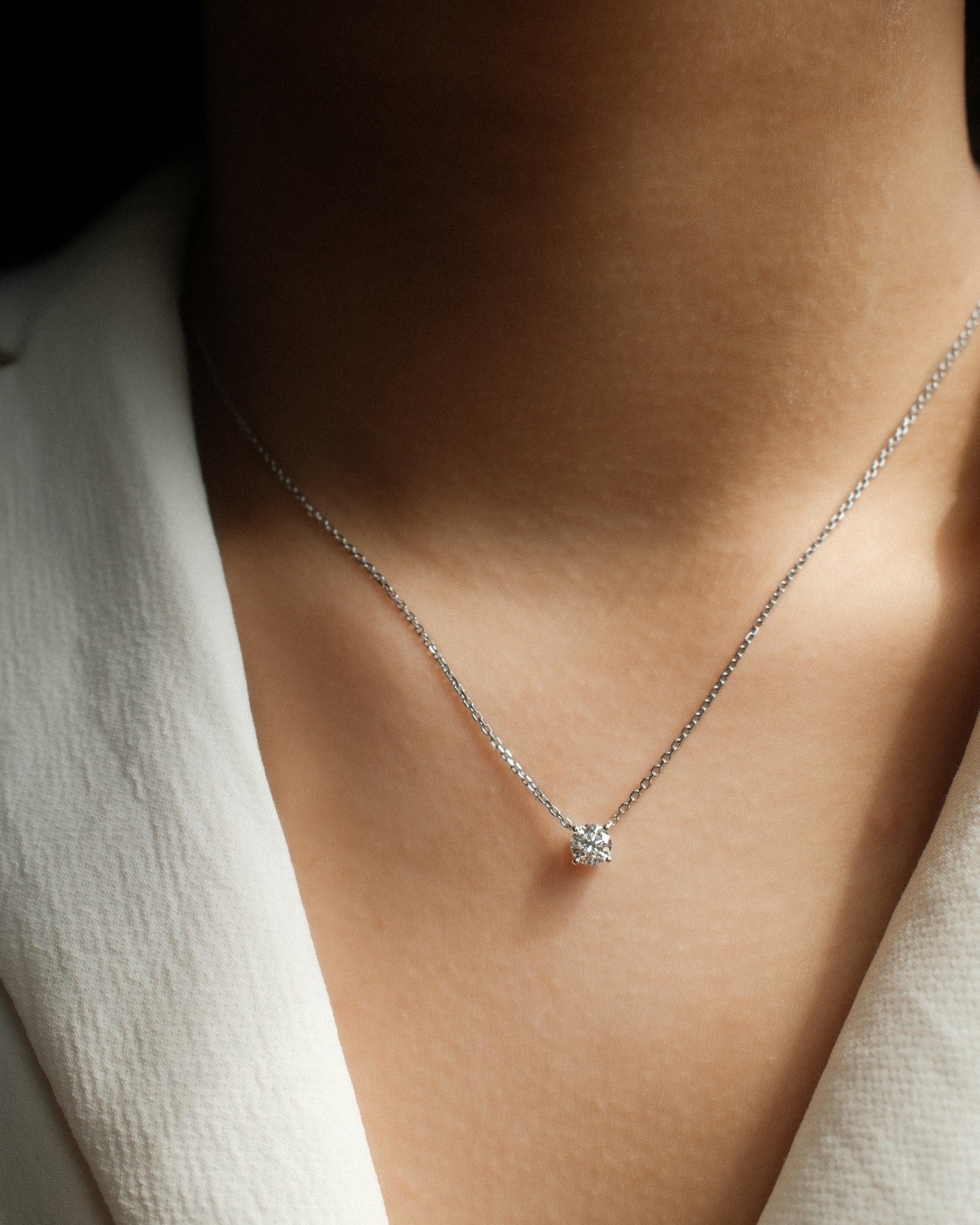 1.0 CT Round Bezel Solitaire Lab Grown Diamond Necklace