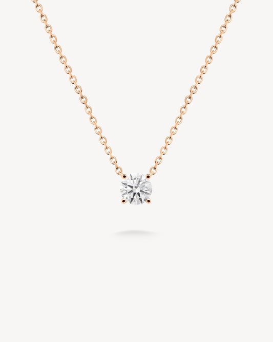 1.0 CT Round Bezel Solitaire Lab Grown Diamond Necklace