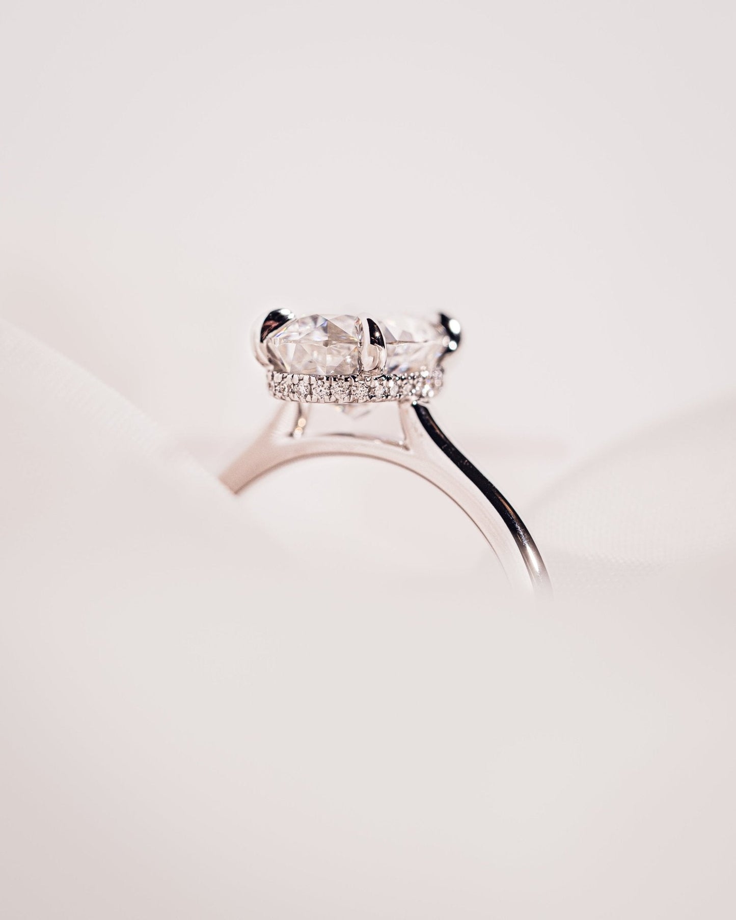 Cushion Hidden Halo Lab Grown Diamond Engagement Ring