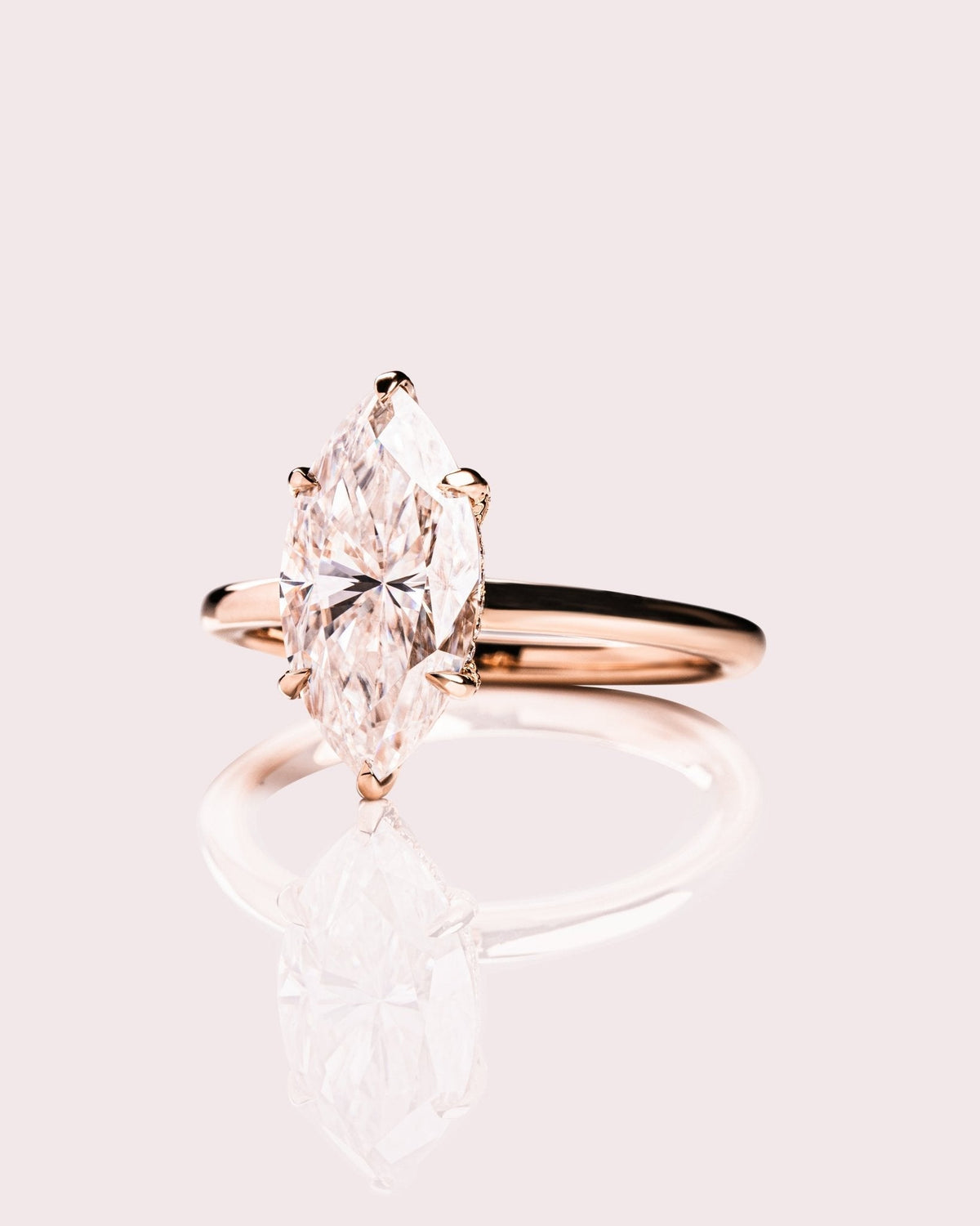 Marquise Hidden Halo Lab Grown Diamond Engagement Ring