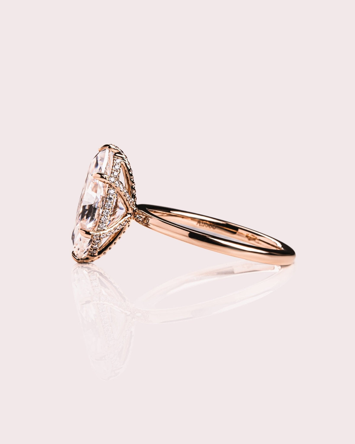Marquise Hidden Halo Lab Grown Diamond Engagement Ring
