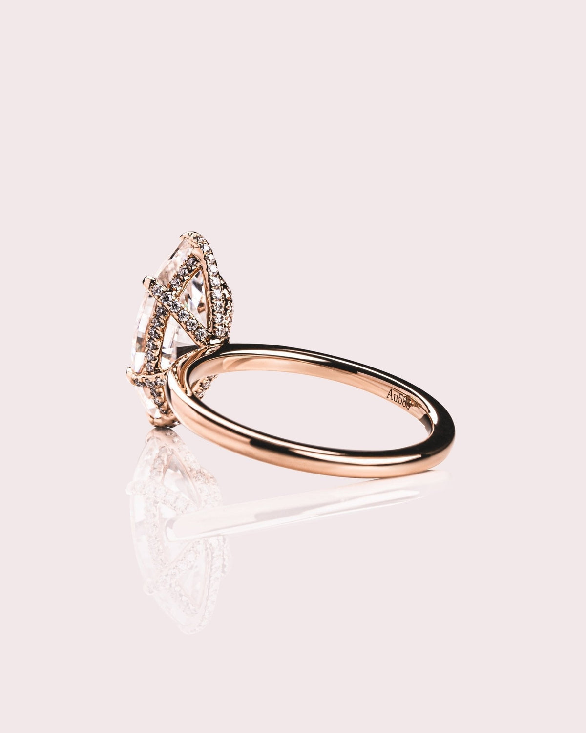 Marquise Hidden Halo Lab Grown Diamond Engagement Ring