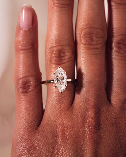 Marquise Hidden Halo Lab Grown Diamond Engagement Ring