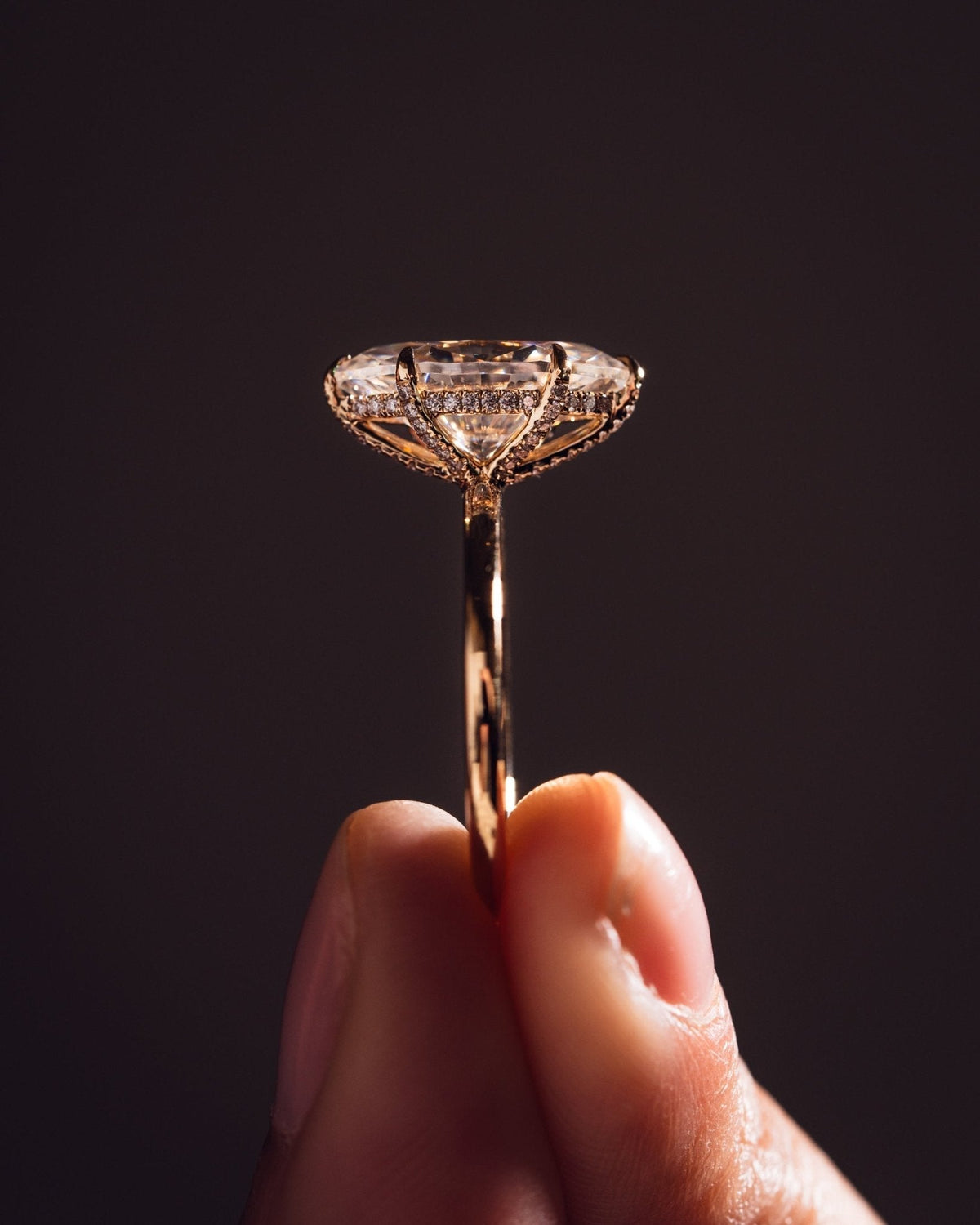 Marquise Hidden Halo Lab Grown Diamond Engagement Ring