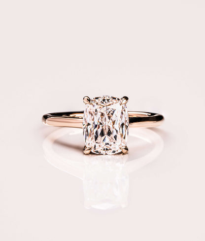 Cushion Hidden Halo Lab Grown Diamond Engagement Ring