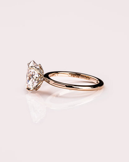 Cushion Hidden Halo Lab Grown Diamond Engagement Ring