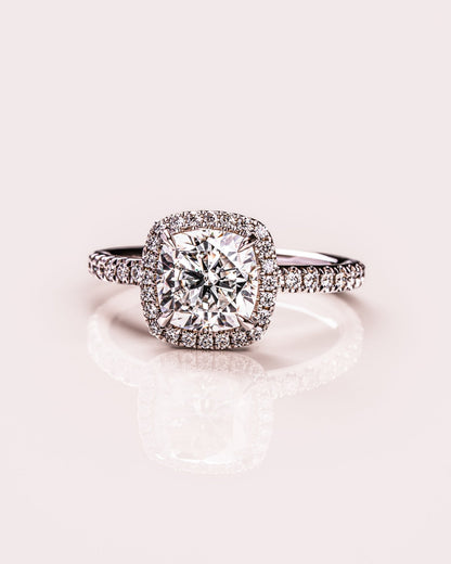 Cushion Hidden Halo Lab Grown Diamond Engagement Ring