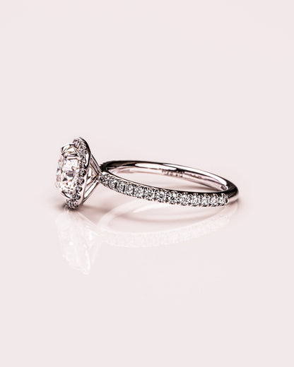 Cushion Hidden Halo Lab Grown Diamond Engagement Ring
