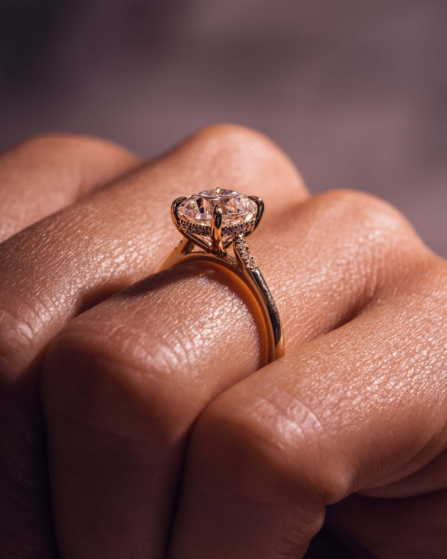 Cushion Hidden Halo Lab Grown Diamond Engagement Ring