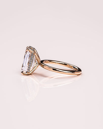 Cushion Hidden Halo Lab Grown Diamond Engagement Ring
