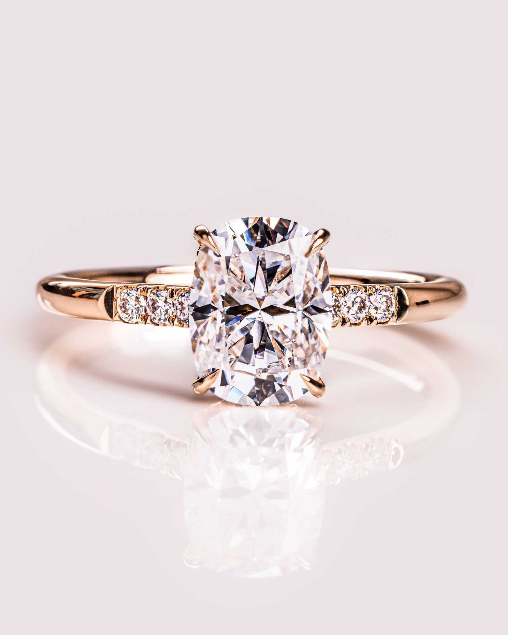 Cushion Hidden Halo Lab Grown Diamond Engagement Ring