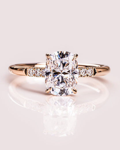 Cushion Hidden Halo Lab Grown Diamond Engagement Ring