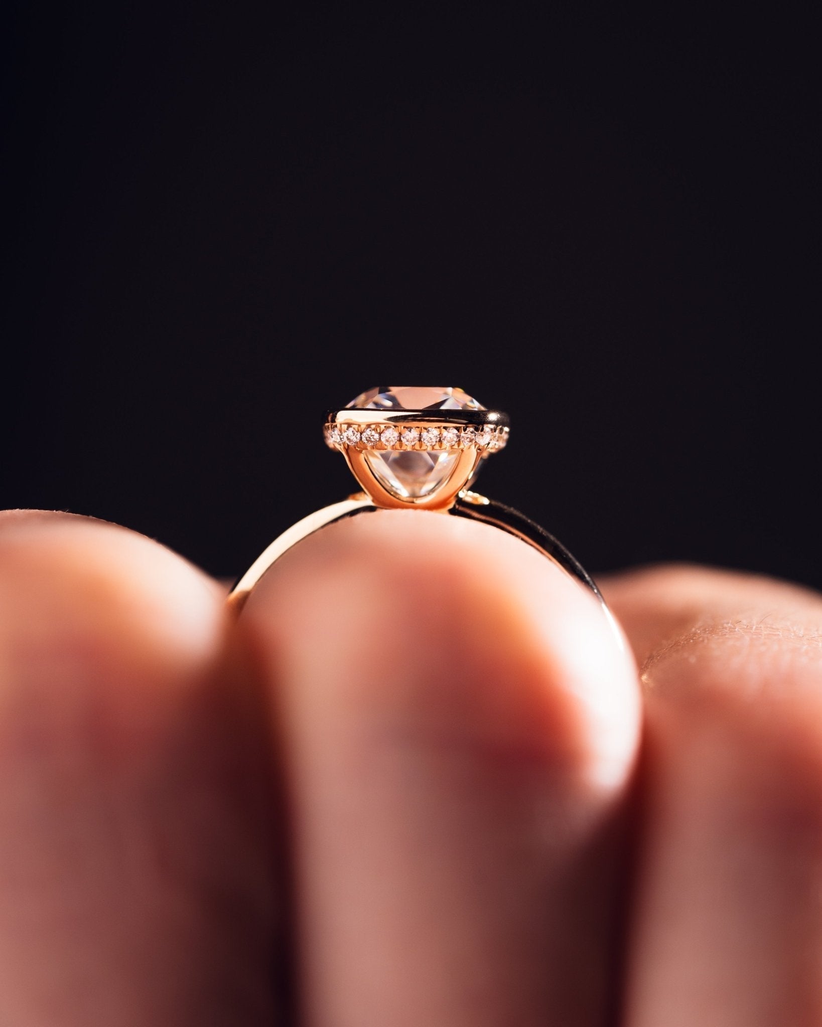 Cushion Hidden Halo Lab Grown Diamond Engagement Ring