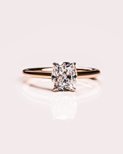 Cushion Hidden Halo Lab Grown Diamond Engagement Ring