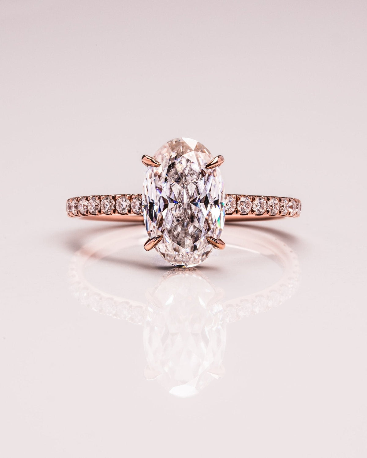 Oval Hidden Halo & Pave Lab Grown Diamond Engagement Ring