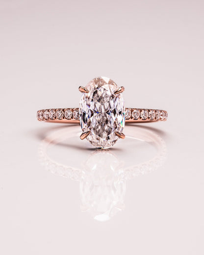 Oval Hidden Halo & Pave Lab Grown Diamond Engagement Ring