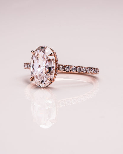Oval Hidden Halo & Pave Lab Grown Diamond Engagement Ring