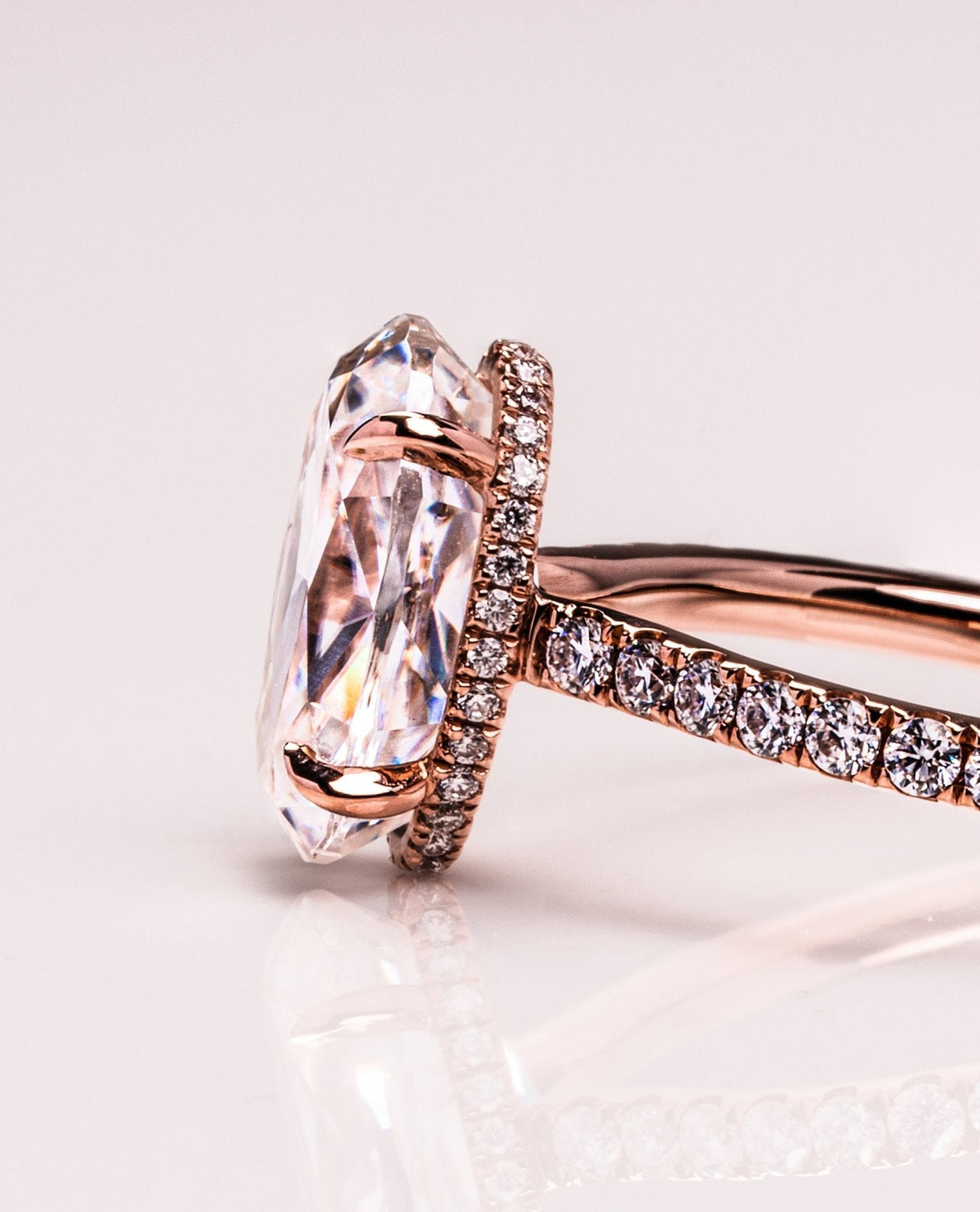 Oval Hidden Halo & Pave Lab Grown Diamond Engagement Ring