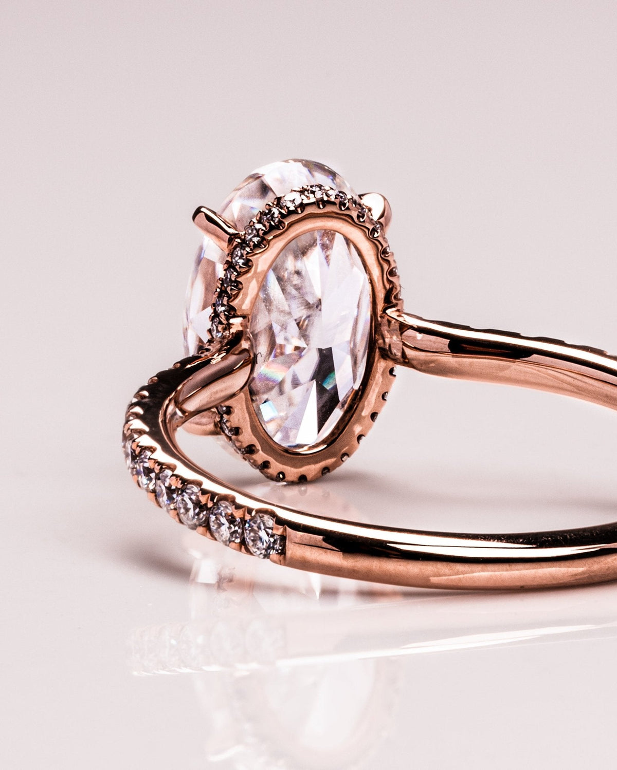 Oval Hidden Halo & Pave Lab Grown Diamond Engagement Ring