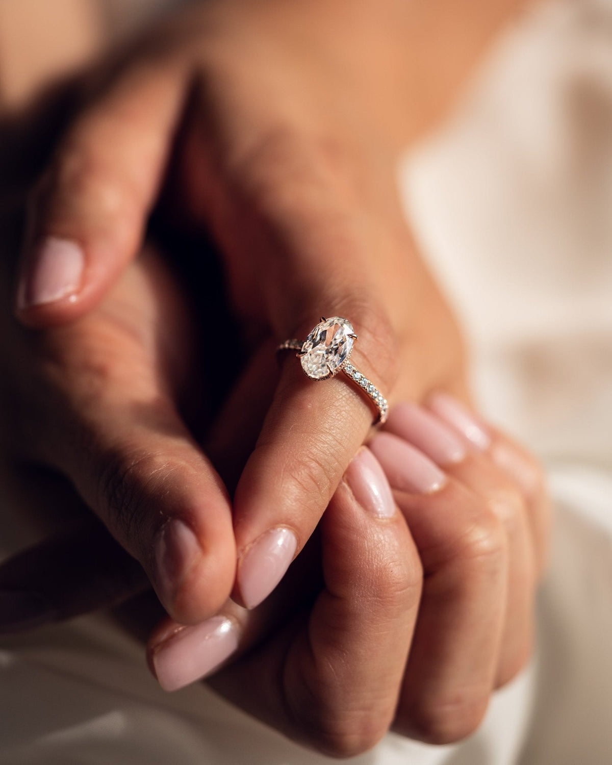 Oval Hidden Halo & Pave Lab Grown Diamond Engagement Ring