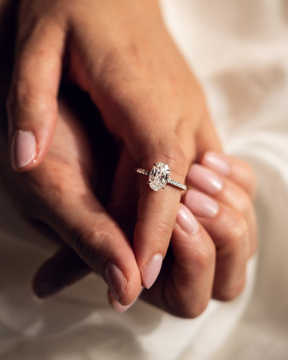Oval Hidden Halo & Pave Lab Grown Diamond Engagement Ring