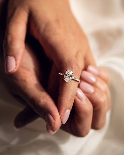 Oval Hidden Halo & Pave Lab Grown Diamond Engagement Ring