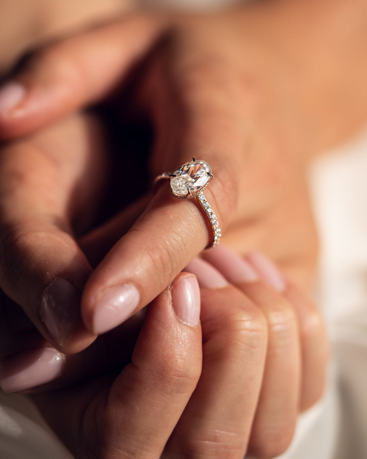 Oval Hidden Halo & Pave Lab Grown Diamond Engagement Ring