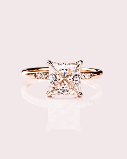 Cushion Hidden Halo Lab Grown Diamond Engagement Ring