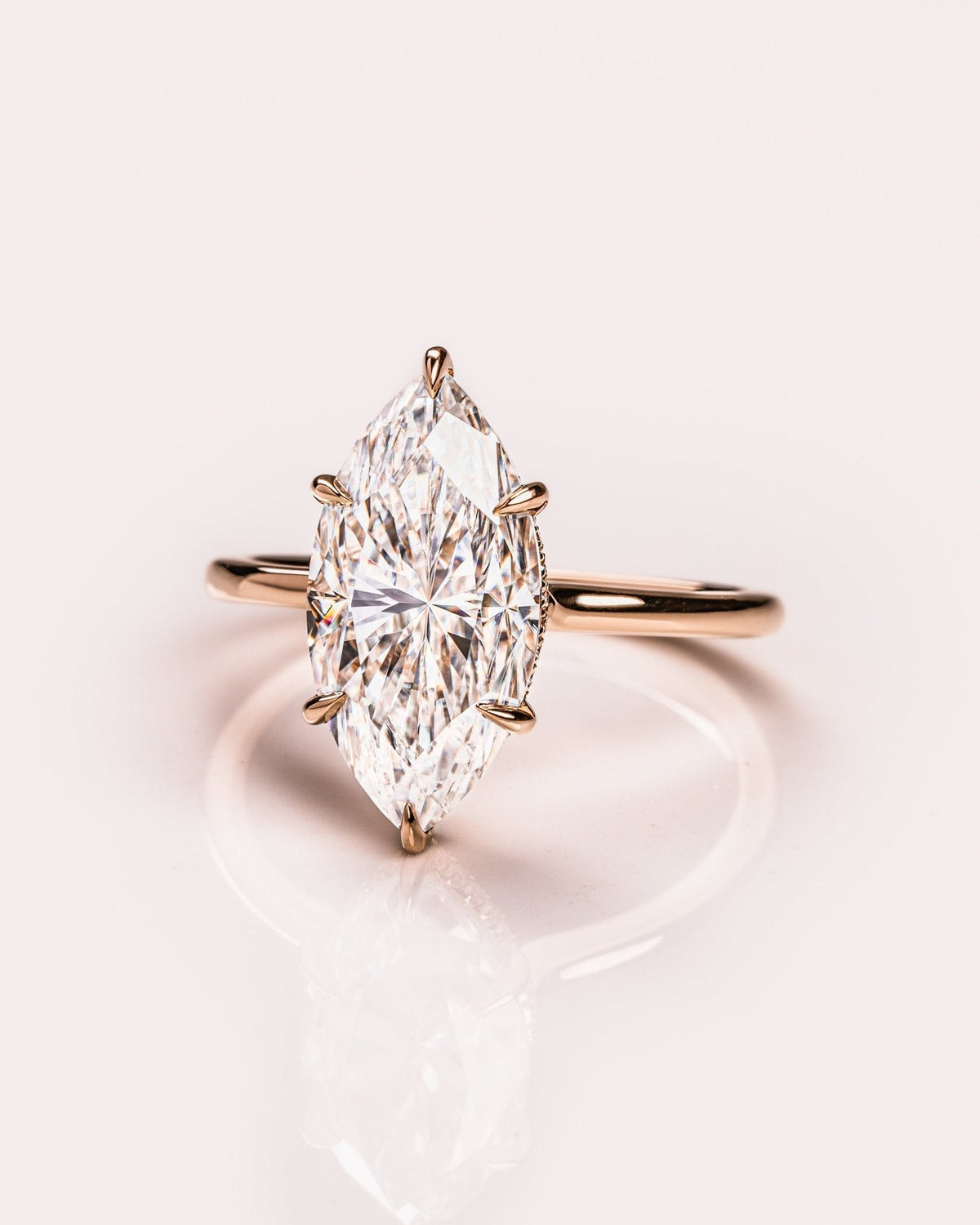 Marquise Hidden Halo Lab Grown Diamond Engagement Ring