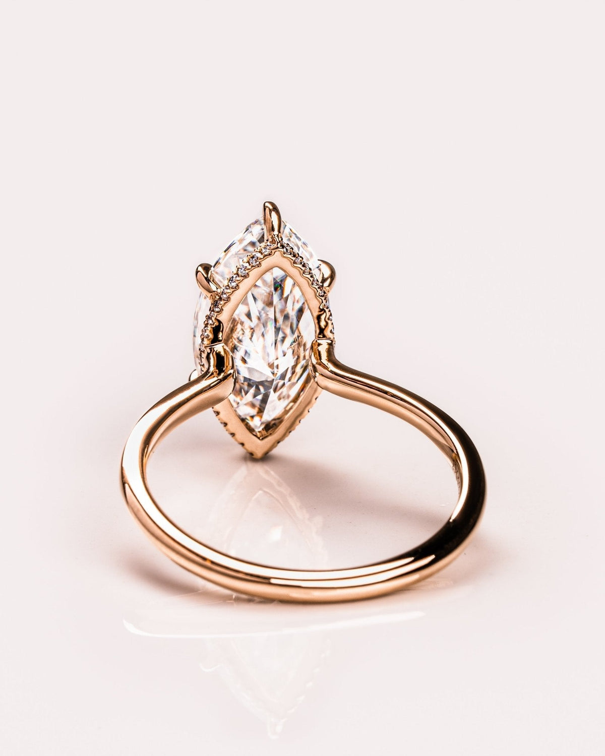 Marquise Hidden Halo Lab Grown Diamond Engagement Ring