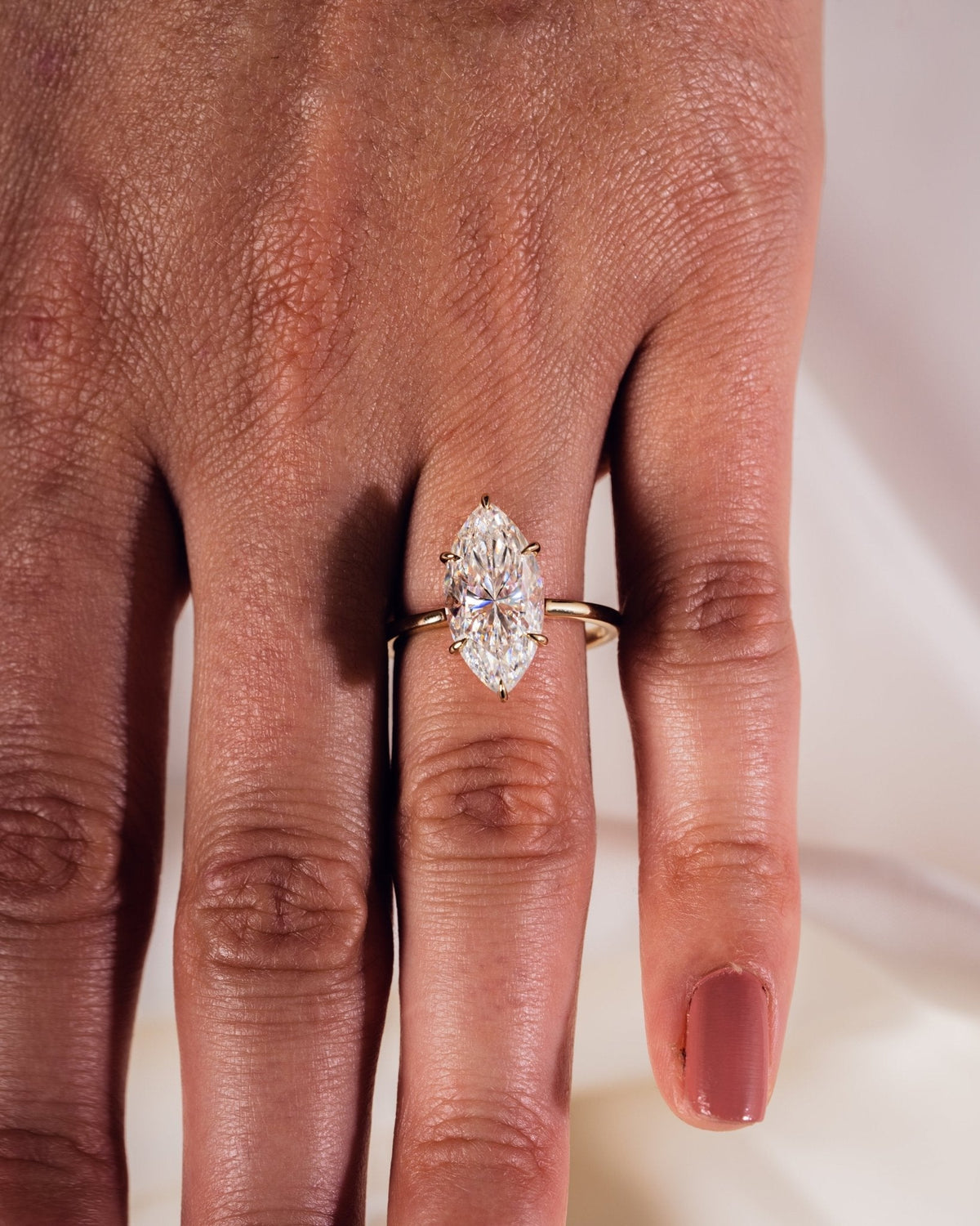 Marquise Hidden Halo Lab Grown Diamond Engagement Ring