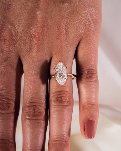 Marquise Hidden Halo Lab Grown Diamond Engagement Ring