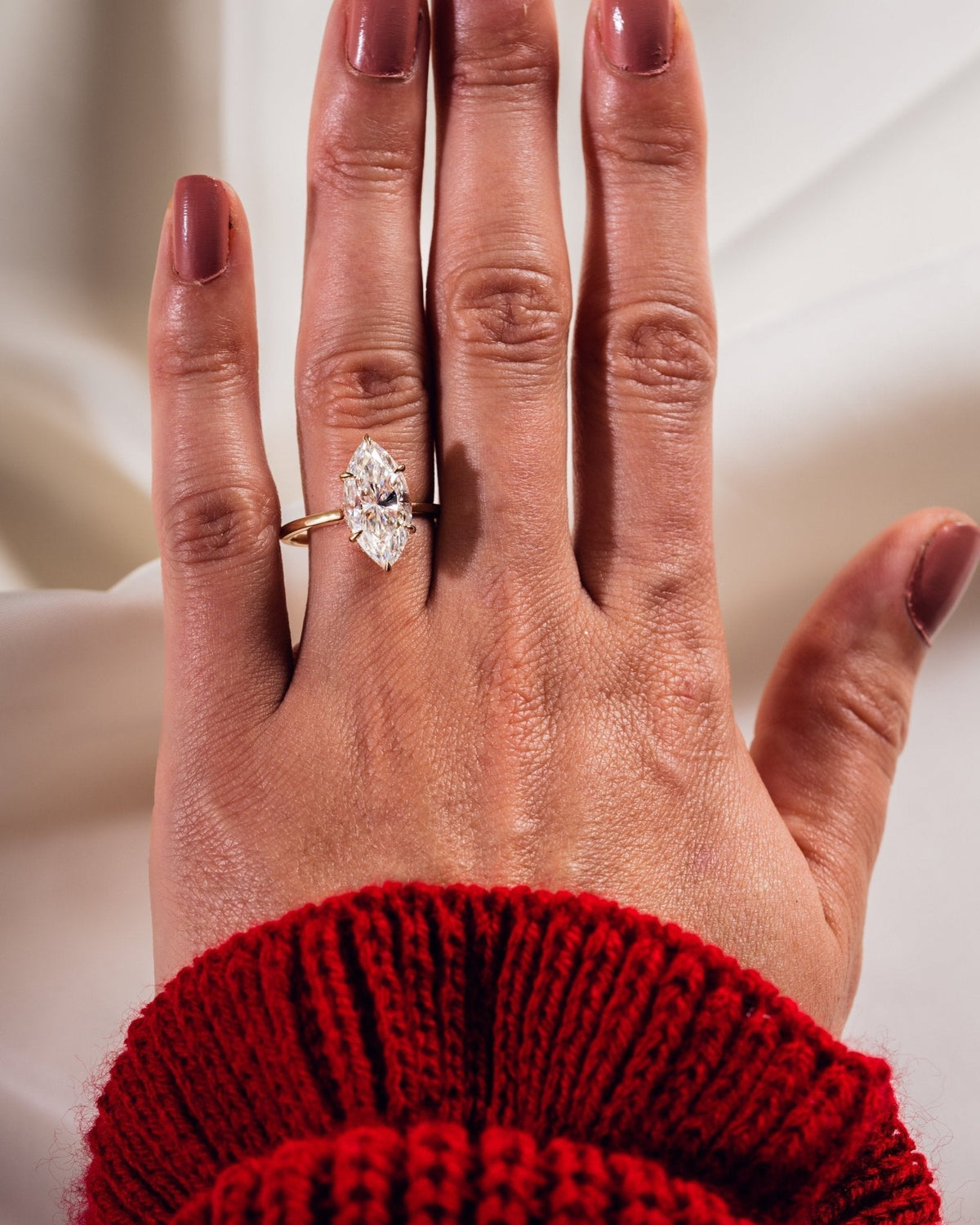 Marquise Hidden Halo Lab Grown Diamond Engagement Ring