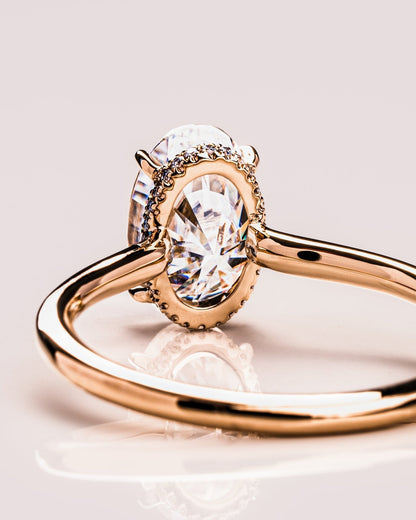 Cushion Hidden Halo Lab Grown Diamond Engagement Ring